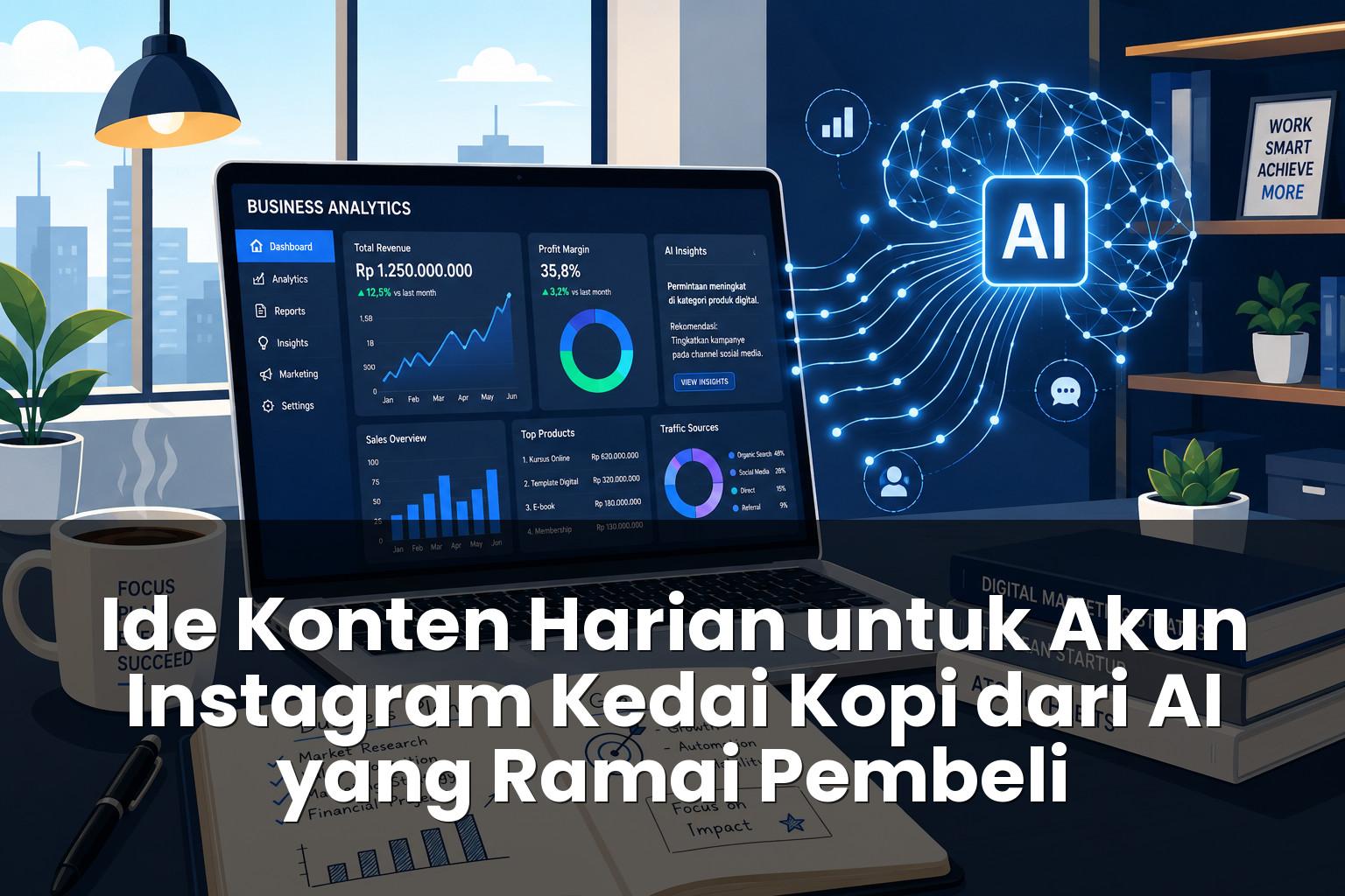 Ide konten harian untuk akun Instagram kedai kopi dari AI